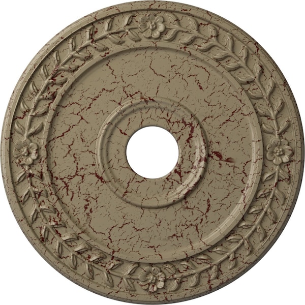 Ekena Millwork Wreath Ceiling Medallion (Fits Canopies up to 6"), 21 1/8"OD x 3 5/8"ID x 7/8"P, Gobi Desert Crackle CM21WRGDC - main